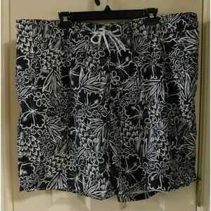 ST. JOHN’S BAY Navy Hibiscus Print  Swim Trunk Knee Length Size XXL